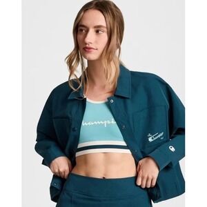 Champion Women's Size XL Snap Front Top Jacket Coat Vintage Teal